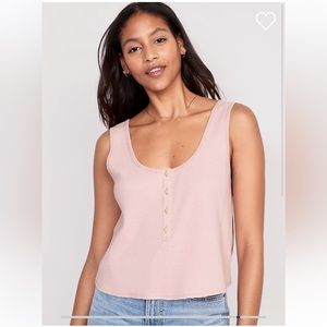 Old Navy Thermal Knit Cropped Henley Tank